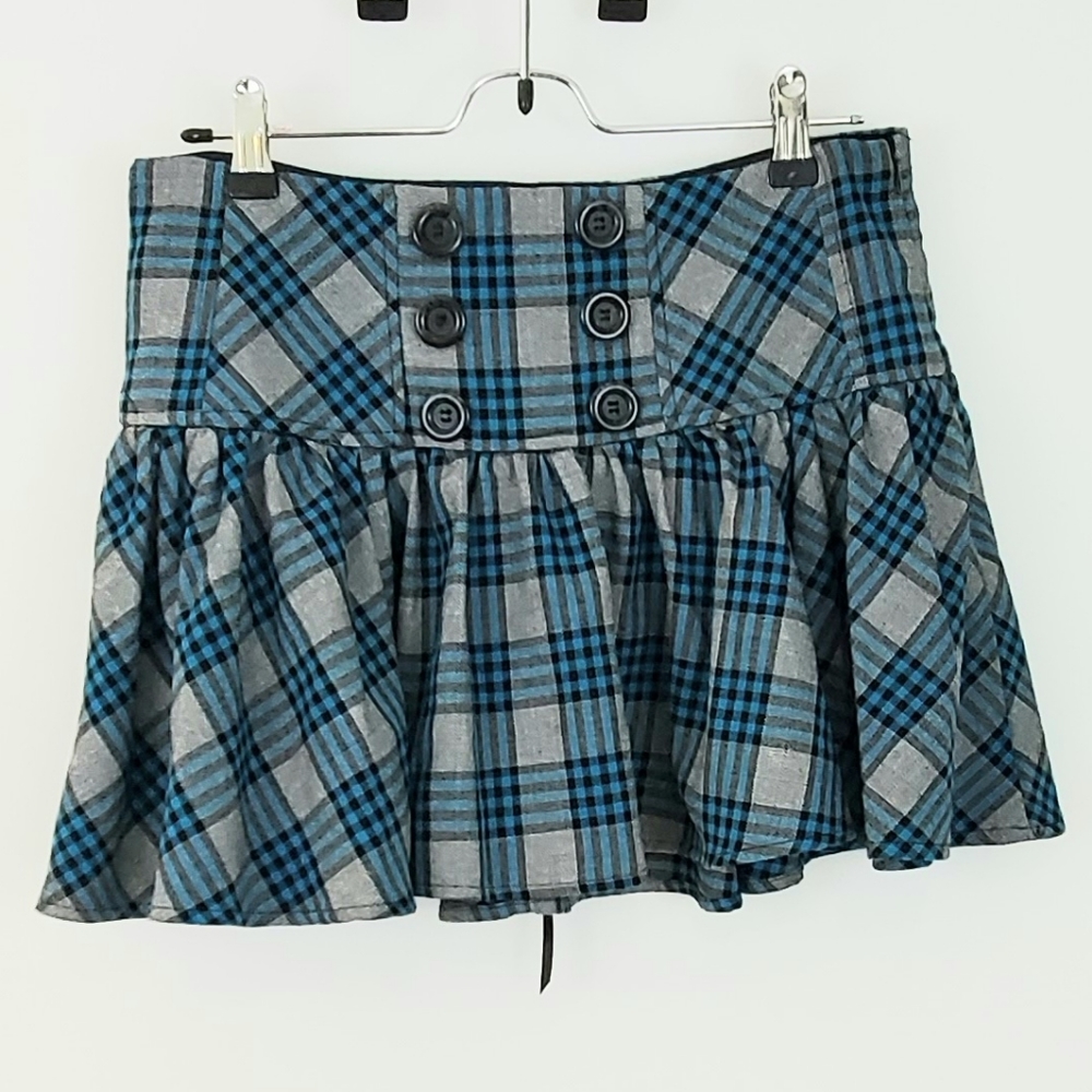 Candie's Plaid Corset Laced Back Skirt